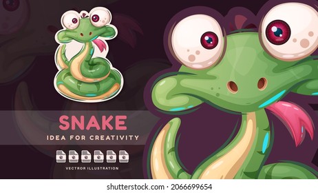 Cartoon character crazy animal snake