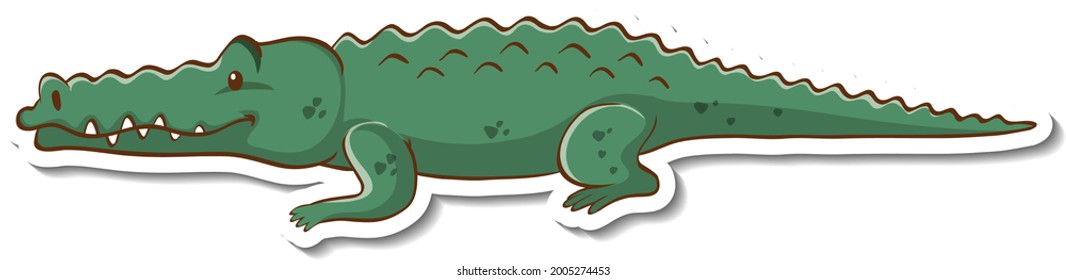 Cartoon character of a crocodile sticker illustration