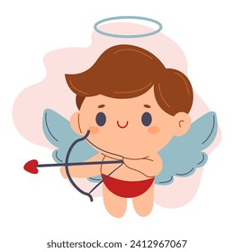 cartoon character Cute Adorable Cupid. Amur baby, little angel or god Eros. Adorable angel. Concept valentines day, wedding, fall in love. vector.
