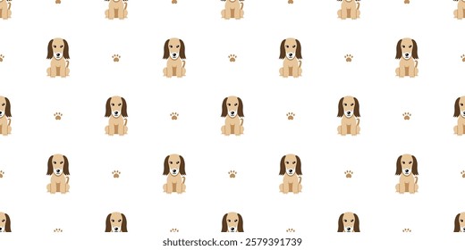 Cartoon character cute afghan hound dog seamless pattern background for design.