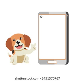 Cartoon character cute beagle dog and smartphone for design.