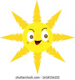 cartoon character cute and bright sun With sparkling orange eyes object on a white background concept nature symbol of heat