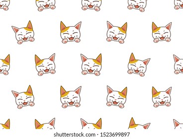 Cartoon character cute cat seamless pattern background for design.