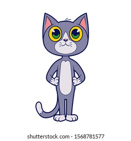 Cartoon Character Cute Cat Standing