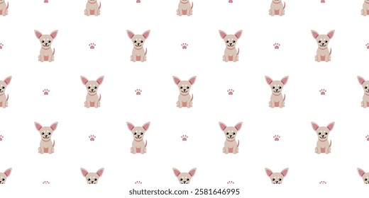 Cartoon character cute chihuahua dog seamless pattern background