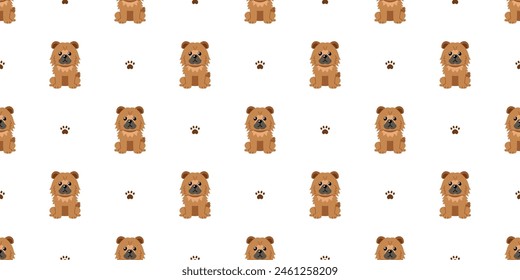 Cartoon character cute chow chow dog seamless pattern background for design.