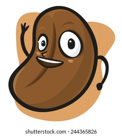 Cartoon character of a cute coffee bean. Vector illustration.