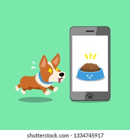 Cartoon character cute corgi dog and smartphone for design.