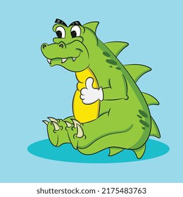 A cartoon character of a cute Crocodile.