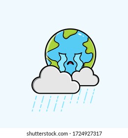 Cartoon character of cute earth with season vector illustration