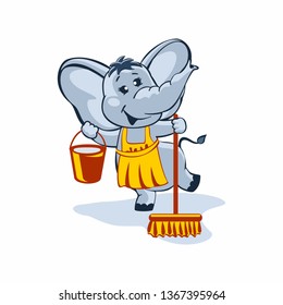 Cartoon character cute elephant. 
Vector illustration.