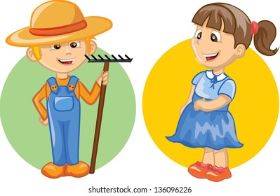 Cartoon character of cute farmer