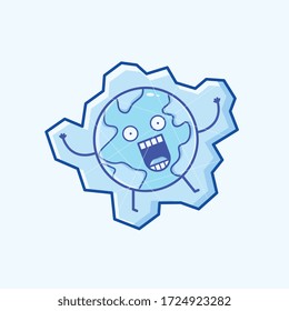 Cartoon character of cute and freeze earth vector illustration