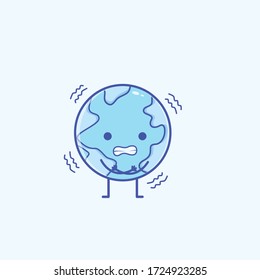 Cartoon character of cute and freeze earth vector illustration