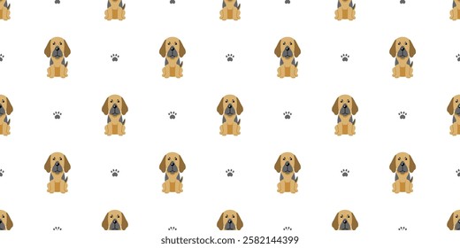 Cartoon character cute great dane dog seamless pattern background for design.