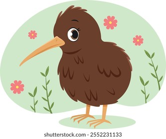 Cartoon character cute kiwi bird from Australia vector illustration