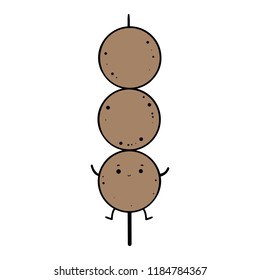 Cartoon character cute meatballs,Hand drawn,Vector,Illustrations.