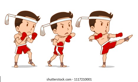 Cartoon Character of cute Muay Thai boxer.