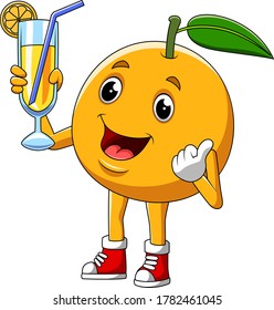 Cartoon character of an cute orange fruit of illustration