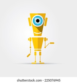 Cartoon Character Cute orange Robot Isolated on Grey Gradient