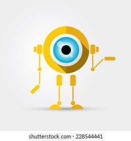 Cartoon Character Cute orange Robot Isolated on Grey Gradient