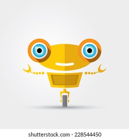 Cartoon Character Cute orange Robot Isolated on Grey Gradient