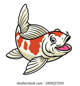 cartoon character of cute red and white koi fish