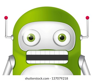 Cartoon Character Cute Robot. Angry Avatar. Vector EPS 10.