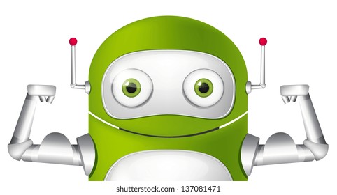 Personagem de desenho animado Cute Robot. Avatar Forte. Vetor EPS 10
