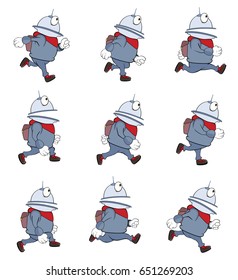  Cartoon character cute robot for a computer game Set of Vector Illustration. Storyboard