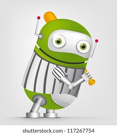 Cartoon Character Cute Robot Isolated on Grey Gradient Background. Golf. Vector EPS 10.