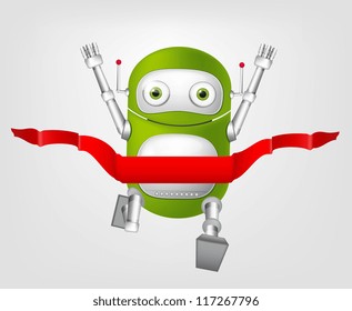 Cartoon Character Cute Robot einzeln auf grauem Farbverlauf-Hintergrund. Fertig! Vektor EPS10.