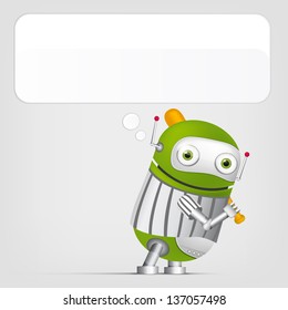 Cartoon Character Cute Robot Isolated on Grey Gradient Background. Golf. Vector EPS 10.