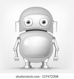Cartoon Character Cute Robot aislado en fondo gradiente gris. EPS vectorial 10.
