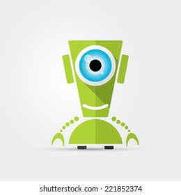 Cartoon Character Cute Robot Isolated on Grey Gradient 