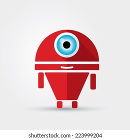 Cartoon Character Cute Robot Isolated on Grey Gradient