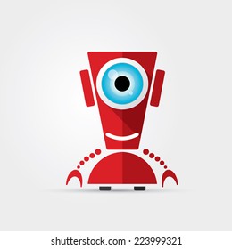 Cartoon Character Cute Robot Isolated on Grey Gradient