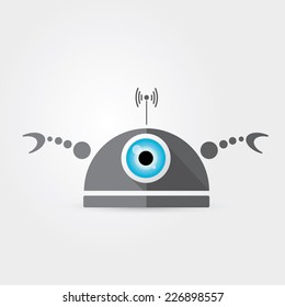 Cartoon Character Cute Robot Isolated on Grey Gradient