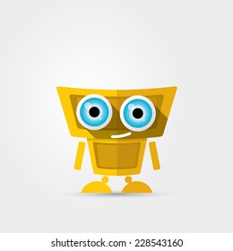 Cartoon Character Cute Robot Isolated on Grey Gradient