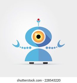 Cartoon Character Cute Robot Isolated on Grey Gradient