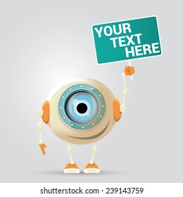 Cartoon Character Cute Robot Isolated on Grey Gradient