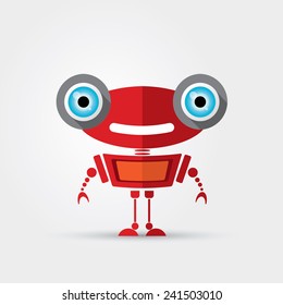 Cartoon Character Cute Robot Isolated on Grey Gradient