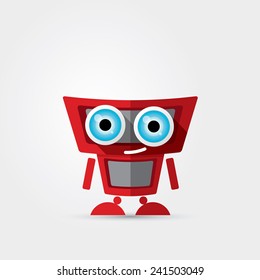 Cartoon Character Cute Robot Isolated on Grey Gradient