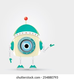 Cartoon Character Cute Robot Isolated on Grey Gradient