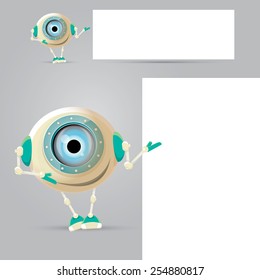 Cartoon Character Cute Robot Isolated on Grey Gradient
