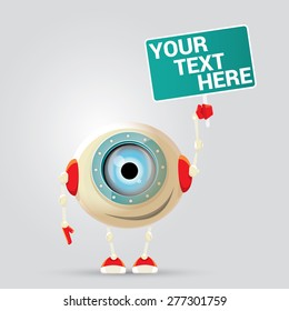 Cartoon Character Cute Robot Isolated on Grey Gradient