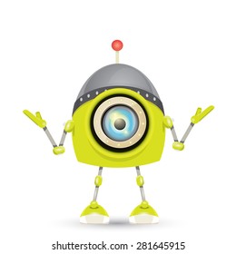 Cartoon Character Cute Robot Isolated on white