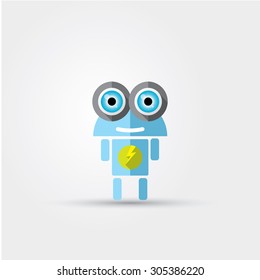 Cartoon Character Cute Robot Isolated on Grey Gradient