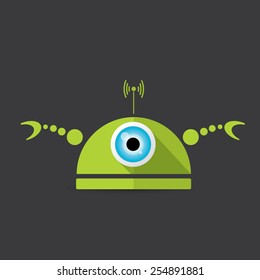 Cartoon Character Cute Robot on black