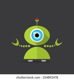 Cartoon Character Cute Robot on black